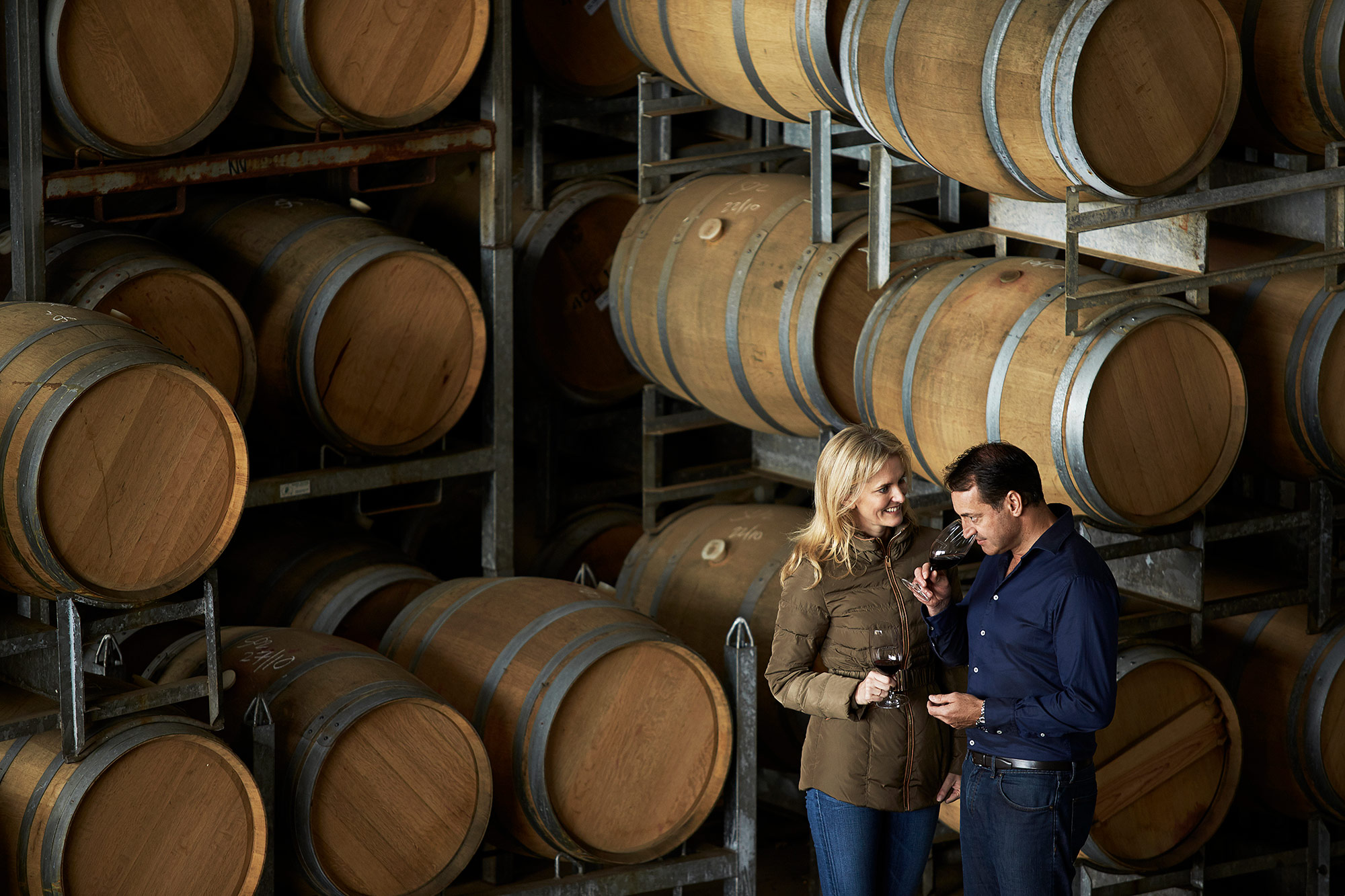 Winery photography at Passel Estate featuring Wendy & Barry.