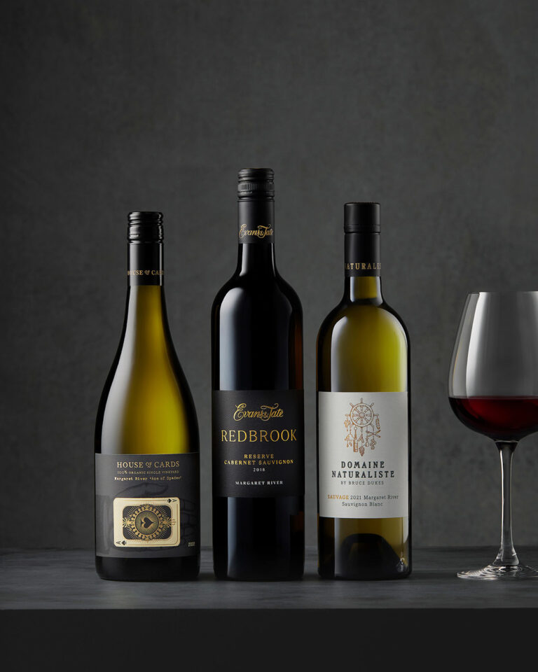 Wine bottle photography for Two From Two for Margaret River Wine Association (MRWA)